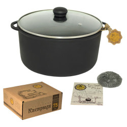 Котелок чугунный Maysternya Т404С3 6л (5.79 кг) | Со стеклянной крышкой, Ø26см, для индукции