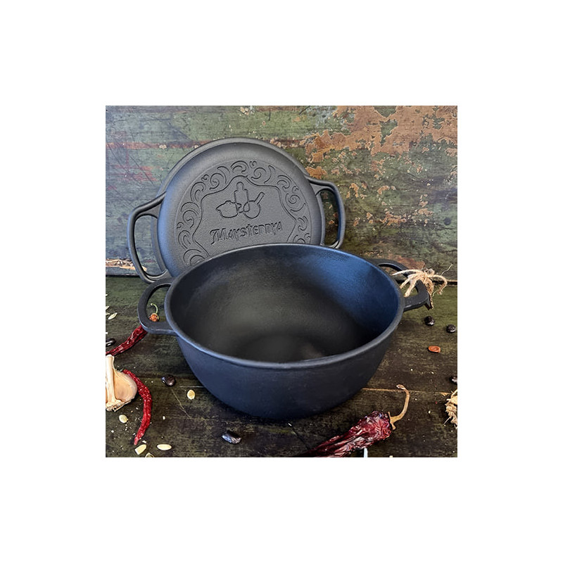 Maysternya Т404СРУк: Каструля 6 л, чавун, кришка-сковорода. Ідеальне рішення для кулінарних творчостей та сімейних вечерь.