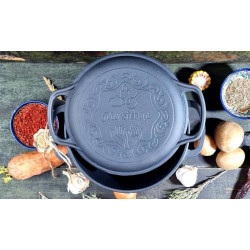 Котелок чавунний Maysternya Т404СР 6л (6.58 кг) | Комплект 2-в-1, кришка-сковорідка, Ø26см