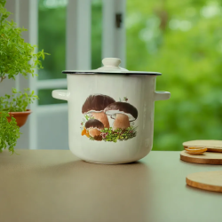 Кастрюля эмалированная 7л Idilia Грибы для консервации и индукции