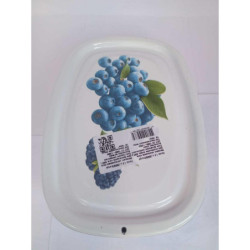 "Эмалированный судок Idilia «Голубика» 1,5л: вид сбоку с крышкой, принт ягод, размер 2508/2"