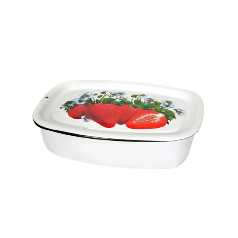 Лоток эмалированный 1л Клубника Idilia. Контейнер/судок для хранения продуктов. Лоток эмалированный 1л Клубника Idilia. Контейнер/судок для хранения продуктов.