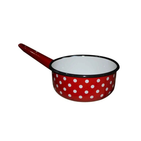 Ківш емальований 1.5л Idilia Червона Полька з ручкою для індукції купити