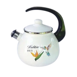 Чайник эмалированный 2.5л Idilia Колибри со свистком для индукционной плиты