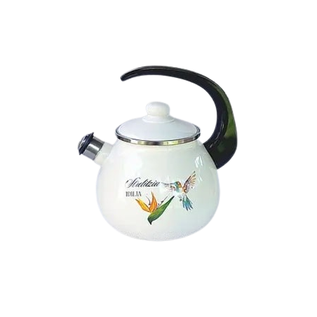 Чайник емальований 2.5л Idilia Колібрі зі свистком для індукційної плити