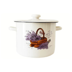 Кастрюля эмалированная 7л Idilia Лаванда для стерилизации и индукции