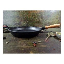 Купить глубокую чугунную сковороду 26 см со съемной ручкой для индукции, цена в Украине.