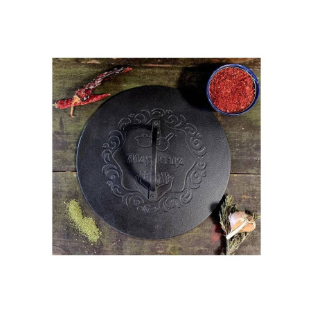 Чавунний прес для бургерів Maysternya ПР175, 17.5 см, круглий. Купити прес для стейків чавунний в Україні.