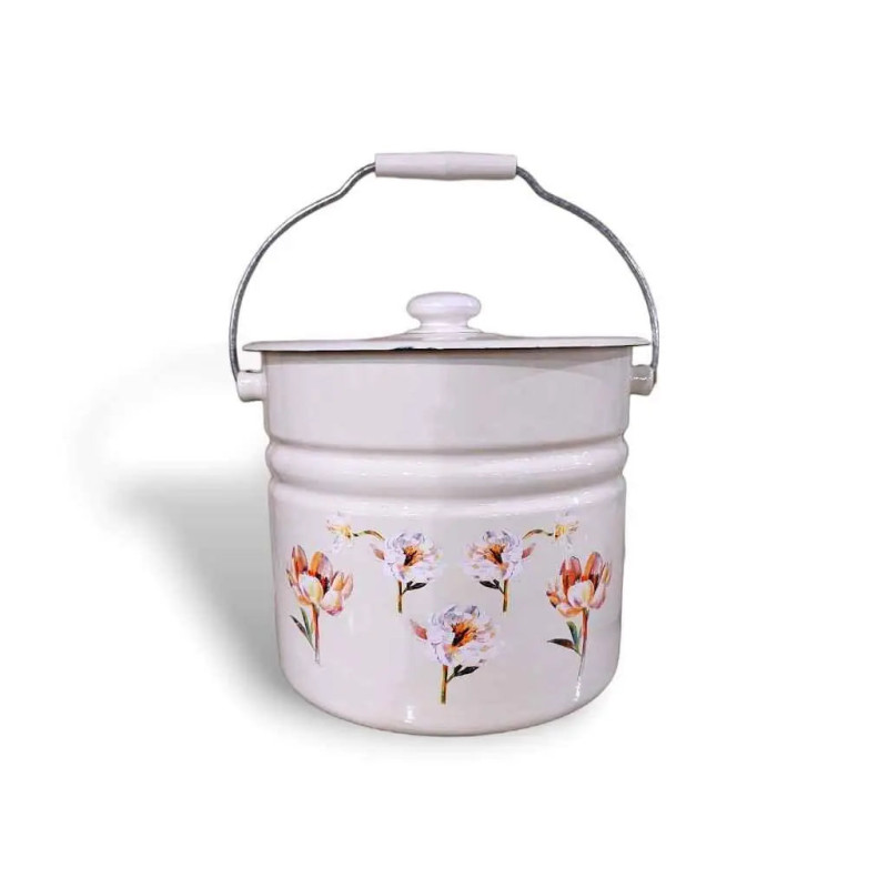 Ведро-кастрюля эмалированная 12л Idilia, Цветочная Фантазия