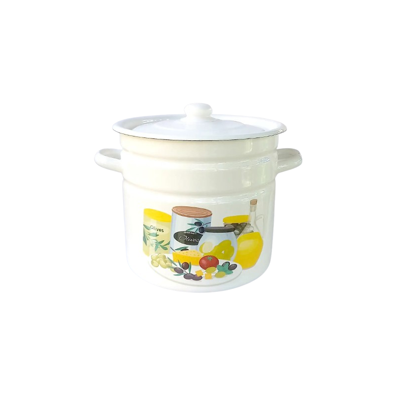 Каструля емальована циліндрична з кришкою 12 л "Імперія Олів" Idilia