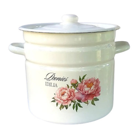 Каструля емальована 12л Idilia, Піон, циліндрична, опт/роздріб, індукція, український виробник, Новомосковськ.
