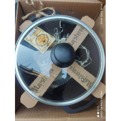 Котелок чугунный Maysternya Т401С3 2л со стеклянной крышкой | Кастрюля для плова, индукции, Ø20см, 2.5 кг