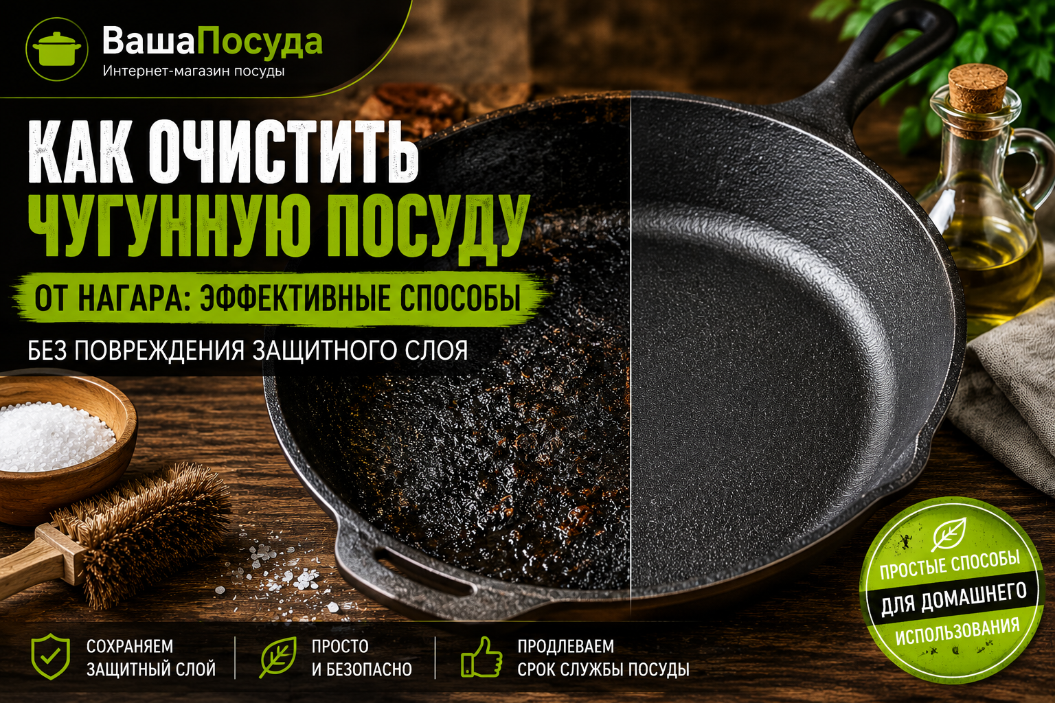 Как очистить чугунную посуду от нагара — эффективные способы