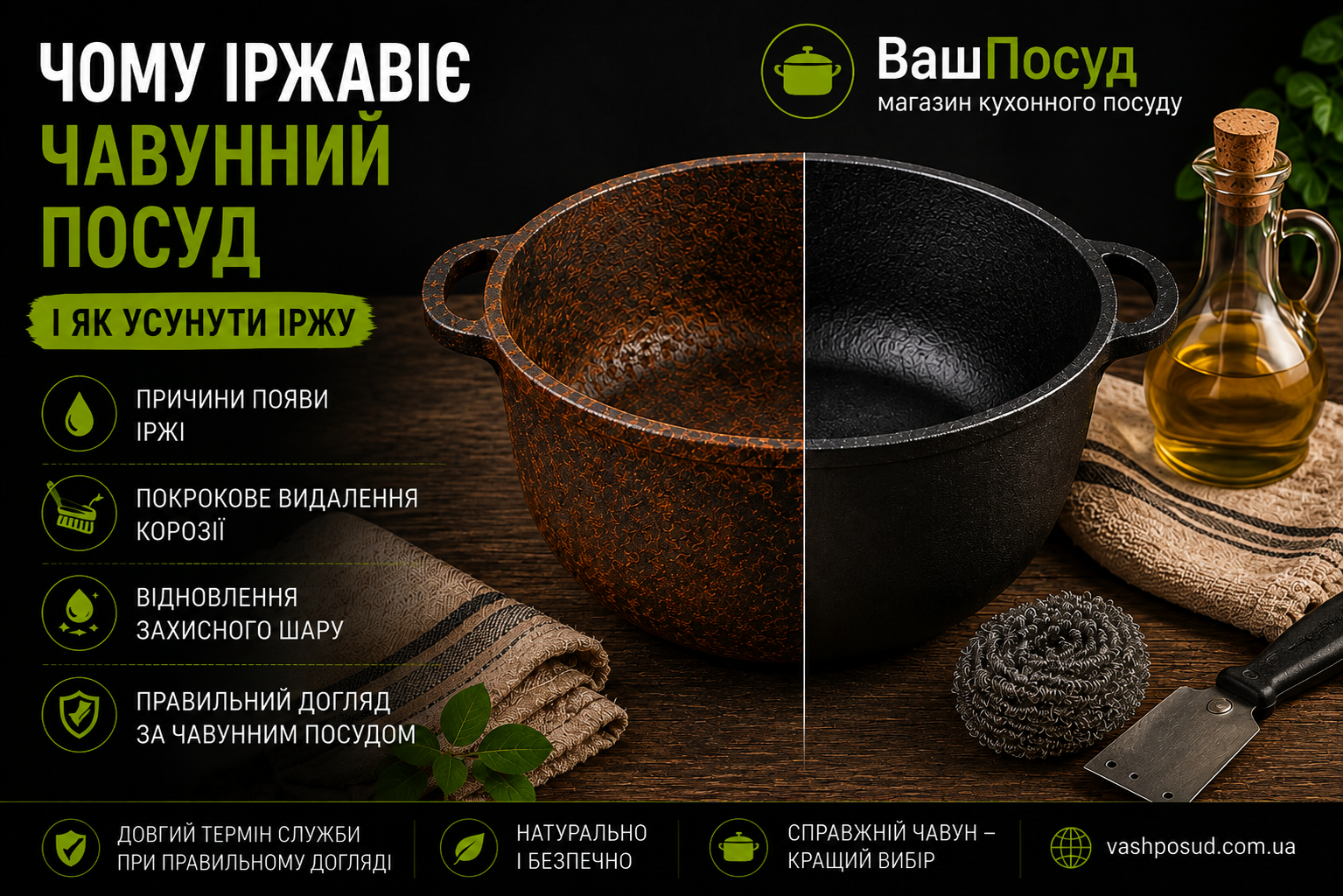Чому іржавіє чавунний посуд і як видалити іржу